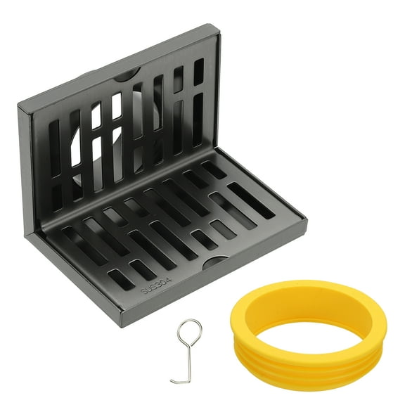 Uxcell 304 Stainless Steel L-Shaped Wall Drain, Right Angle Floor Balcony Drain Side Outlet Floor Drain for Outdoor Balcony, Patio, Wall Mount Corner Drain(4.72", Gunmetal Grey)