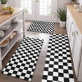thumbnail image 2 of Black and White Checkered Pattern Kitchen Rugs Sets Of 3,Kitchen Runner Rugs Non Skid Washable,Decorative Kitchen Floor Mats for Kitchen,Sink,Laundry,17"x30"+ 17"x47" + 17"x59", 2 of 6
