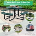 thumbnail image 7 of AwayHome 46" Outdoor Expanded Metal Round Picnic Table with 4 Benches & Umbrella Hole,Patio Table Set for 8 Person,Durable and dirt resistant,Green, 7 of 7