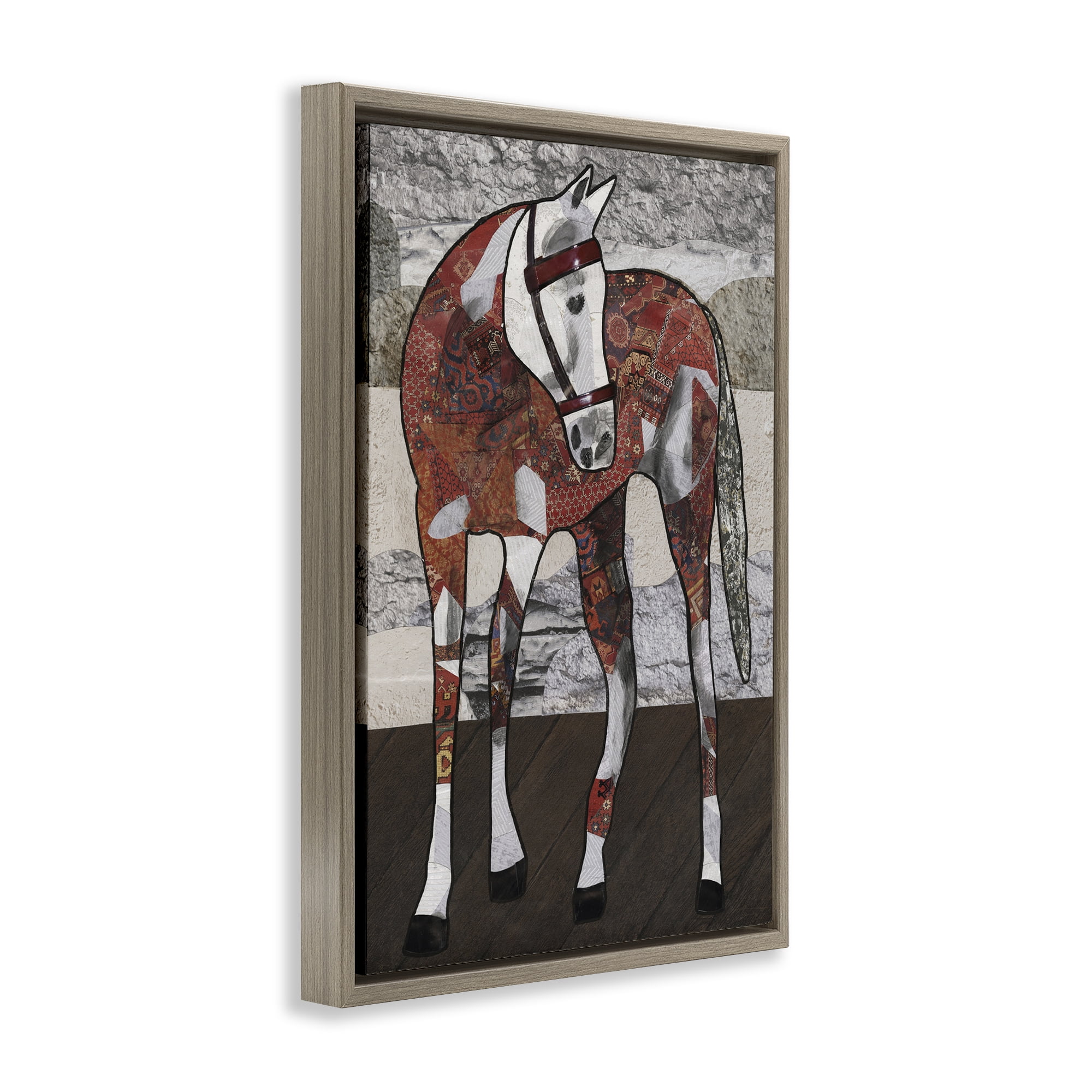 Stupell Industries Southwestern Patterned Foal Animals & Insects Painting Brown Floater Framed Canvas Art Print Wall Art, 21 x 31