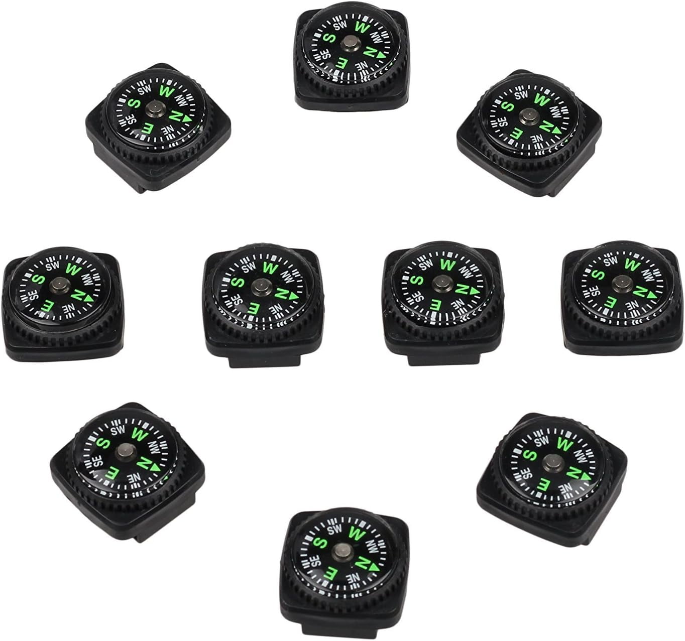 Hard Shell Liquid Filled Button Compass Set for Survival Watch Band Paracord Bracelet Pack