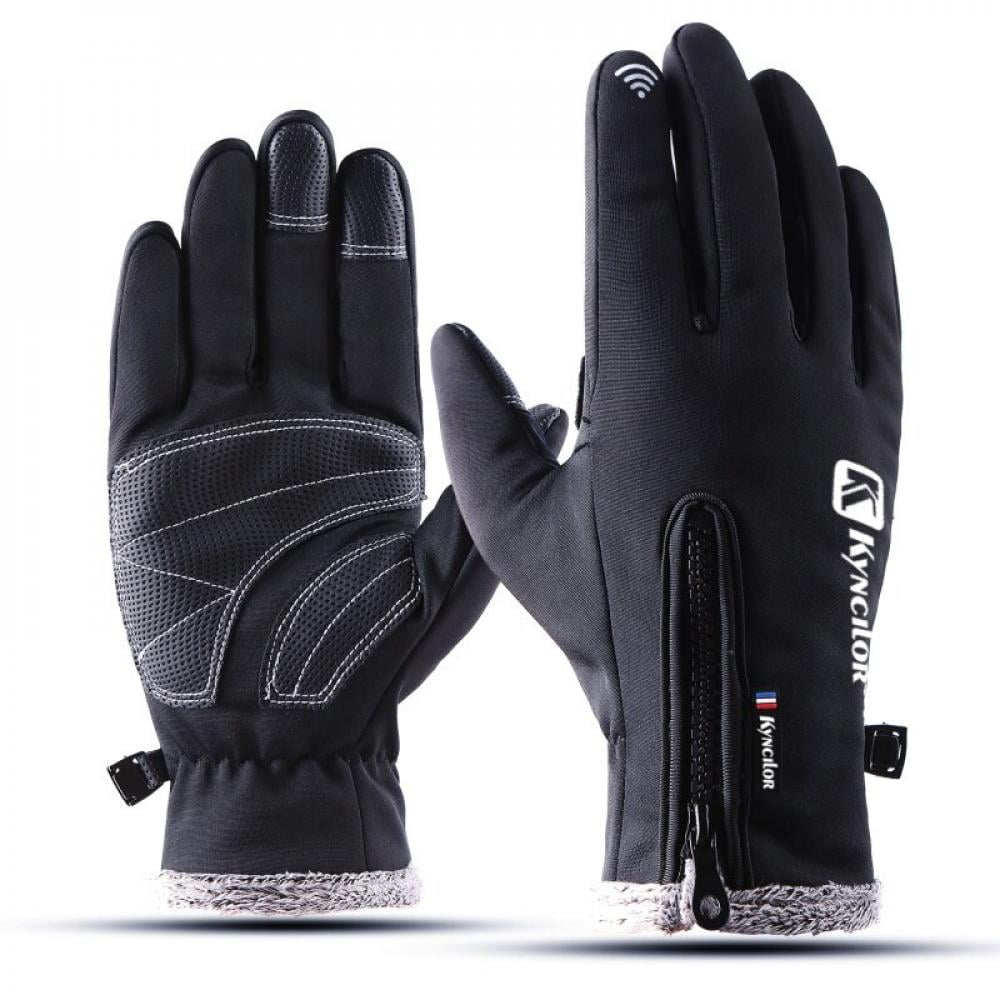 Winter Men Fleece Touch Screen Thicken Gloves Riding Full Finger Waterproof  New 