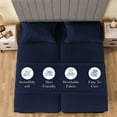 thumbnail image 3 of 700 Thread Count 5 Piece Split California King Sheets Sets Set ( 2- Twin XL Fitted Sheets 1-Flat sheet and 2-Pillow covers ) with 24" deep pocket for Adjustable Bed Color Navy Blue Solid, 3 of 5