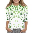 thumbnail image 1 of Posijego T-Shirt de la Saint-Patrick pour Filles et Garçons, Manches 3/4, Col Rond, Graphique, Ample, Décontracté, 1 of 5