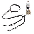 thumbnail image 1 of Correa para perros manos libres Unique Bargains sin tirones, correa elástica para dos perros grandes de hasta 330 lb, 6.6-7.6FT de largo, negro y gris, 1 of 7