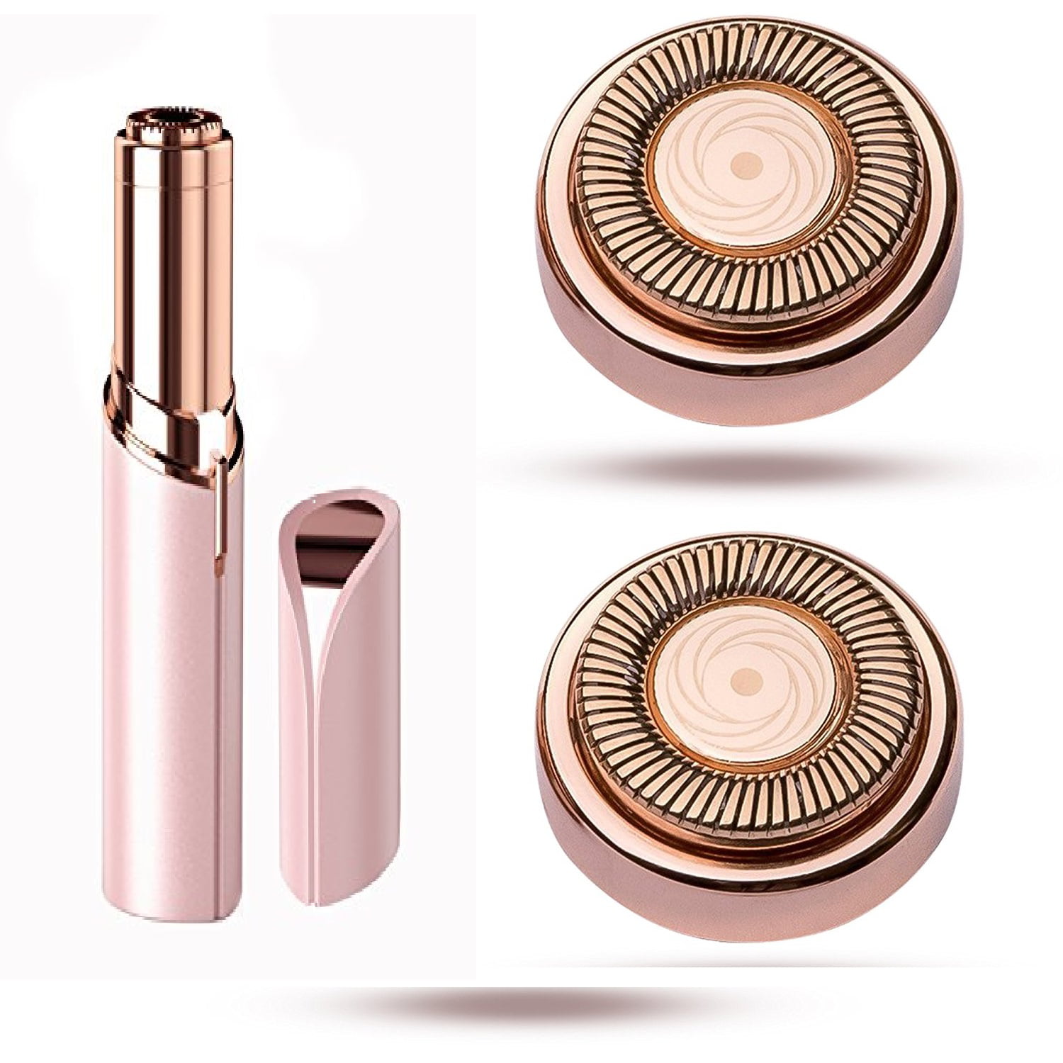 Finishing Touch Flawless Women's Painless Hair Remover, Blush/Rose Gold  With 2 Replacement Heads 
