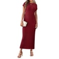 thumbnail image 4 of Cap Sleeve Solid Color Women Ribbed Knit Dress Casual Maxi Sweater Dresses, 4 of 5