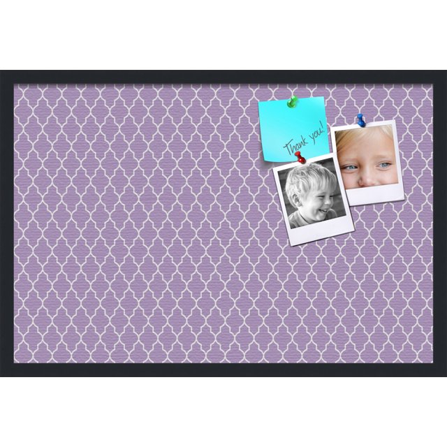 PinPix 30x20 Custom Cork Bulletin Board Quatrefoil Lt Pur Poster Board
