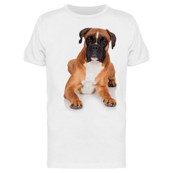 German Boxer Dog Lying Down T-Shirt Men -Image by Shutterstock, Male 3X-Large