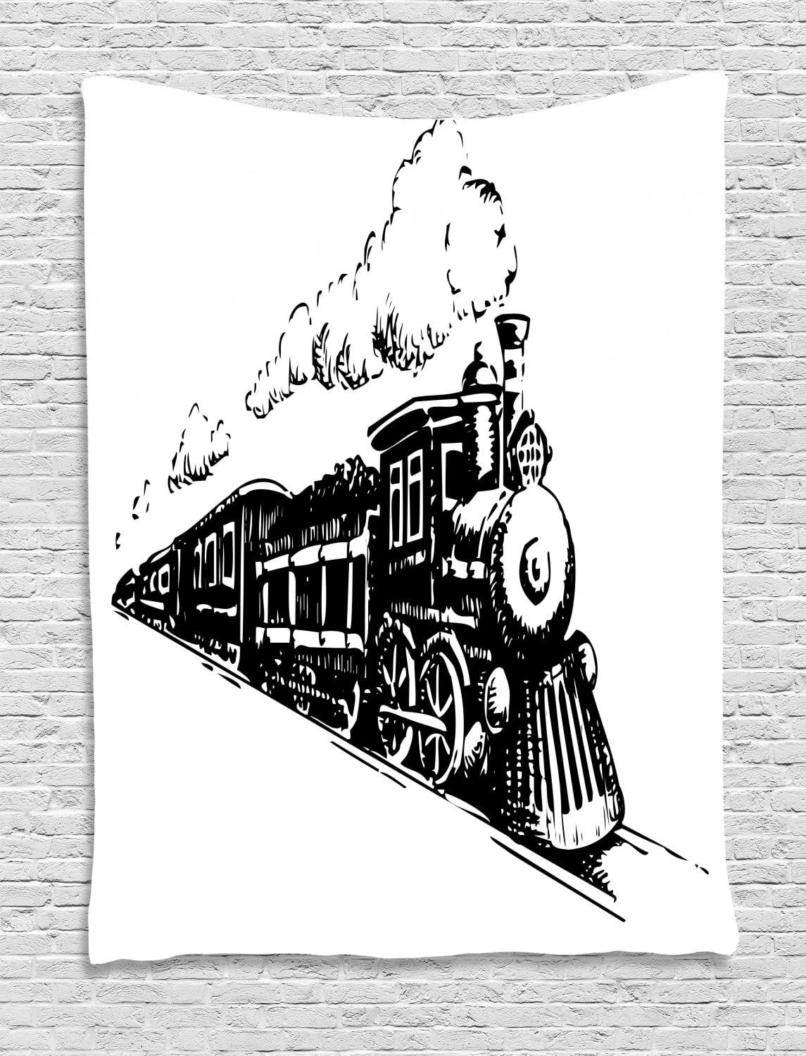 Railroad Tapestry, Steaming with Monotone Sketch