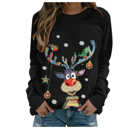 

Plus Size Christmas Shirts Soft Sweatshirts Women Plus Size Pajamas Tshirts Long Sleeve Women s Casual Fashion Print Crewneck Pullover Top Tshirt Men Women s T Shirt Xmas Shirts