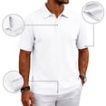 thumbnail image 3 of Polo Shirts for Men Short Sleeve Collared Polo Shirts Button Down Casual Basic Lightweight Polo Sweater Solid Color Golf Shirt,White M, 3 of 5