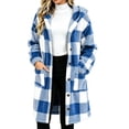 thumbnail image 3 of QATAINLAV Checkered Sherpa Jacket for Woman Long Sleeve Button Hooded Fleece Coat Fall Winter Long Plaid Shacket with Pockets, 3 of 7