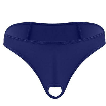 

MRULIC lingerie for women Mens Lingerie Micro Thong Bikini Front Hole Underwear G-string Underpants Navy Blue + One size