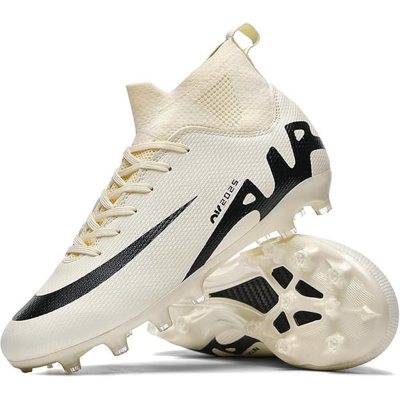 Ruran Mens High-Top Soccer Cleats Womens Turf Football Shoes Boys Girls Lightweight Youth Professional Indoor Outdoor AG Black Purple Pink