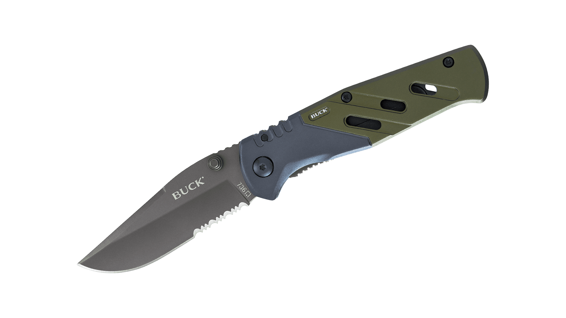 Buck Knives 0736GRXWM Trekker XLT folding knife with pocket clip
