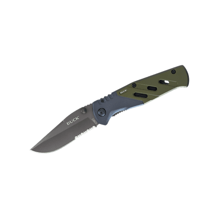 Buck Knives 0736GRXWM Trekker XLT, Partially Serrated Folding Knife with Pocket Clip, Green/Black Aluminum Handle, Box--WALMART