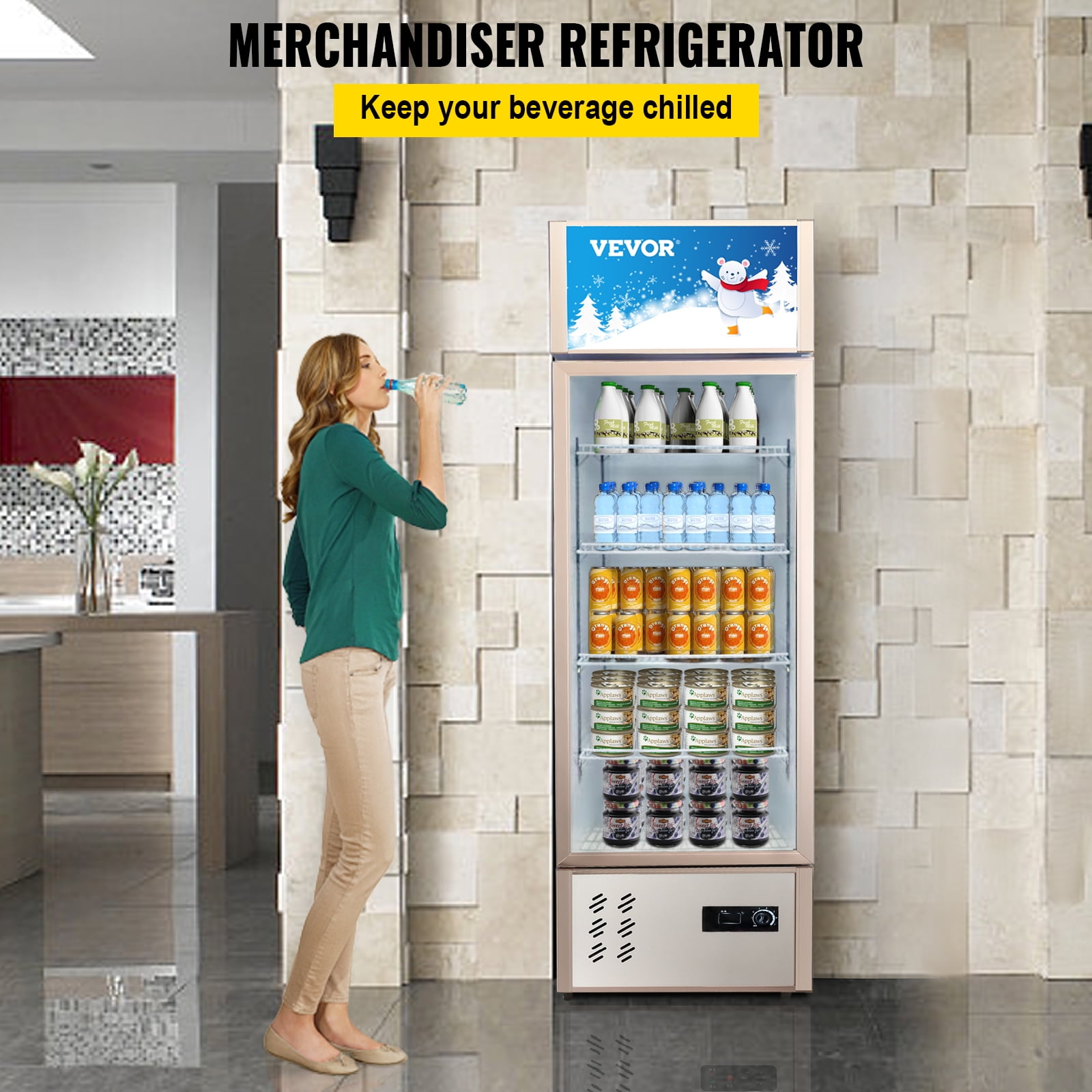 VEVOR Commercial Refrigerator, 27.5 Cu.Ft Upright Refrigerator, 48