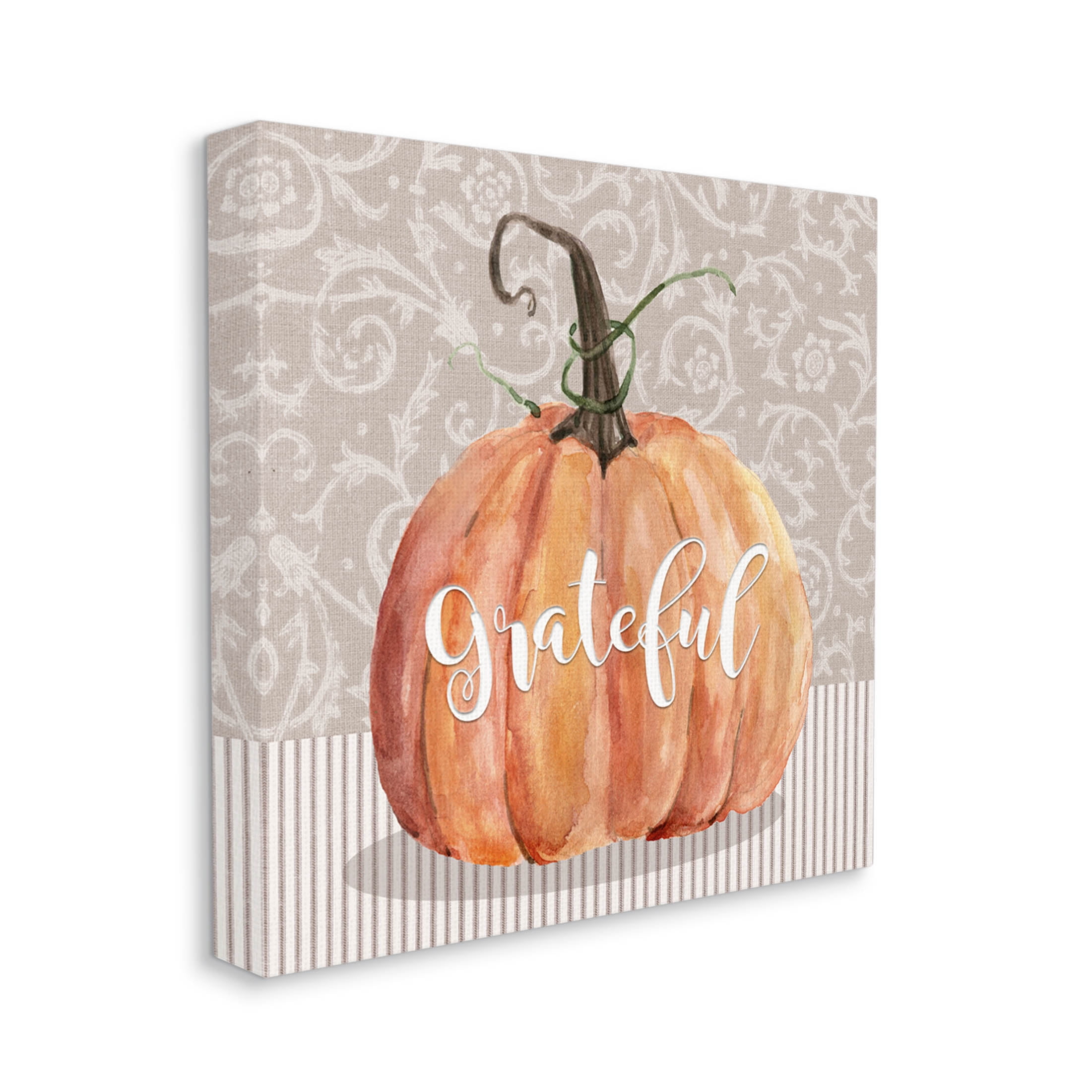 Stupell Industries Grateful Autumnal Pattern Pumpkin Graphic Art Gallery Wrapped Canvas Print Wall Art, Design by Livi Finn
