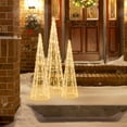 thumbnail image 2 of Costway Set of 3 Pre-lit Christmas Cone Trees Xmas Decoration with Star String & 90 Lights, 2 of 10