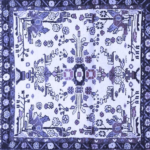 Ahgly Company Machine Washable Indoor Square Animal Blue Traditional Area Rugs, 4' Square