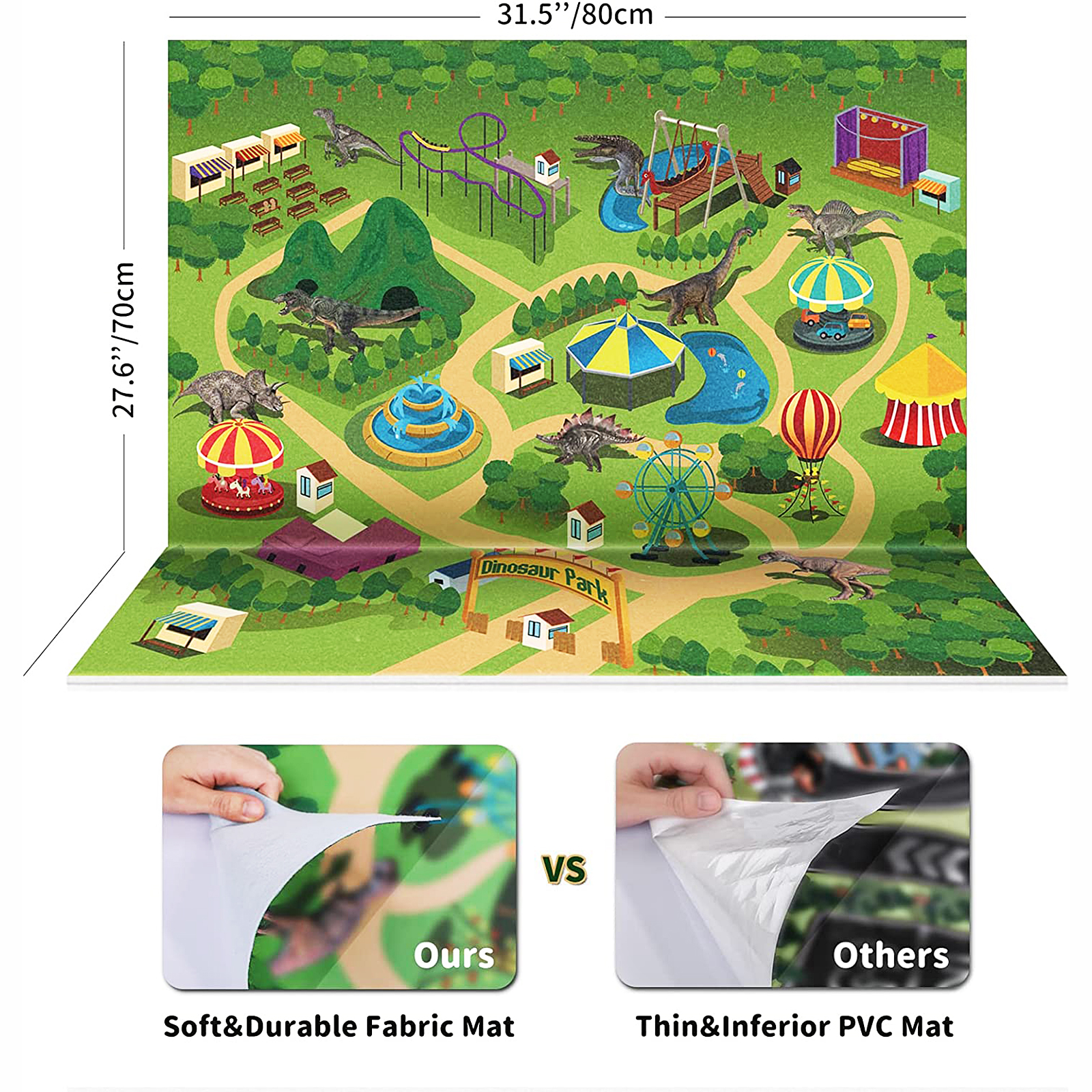 Wisairt 53-Piece Dinosaur Figures Playset with Activity Mat photo 4