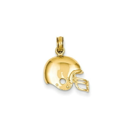 - 14K Yellow Gold Polished Football Helmet Charm Pendant - 20mm