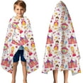 thumbnail image 3 of Colorful Princess Castle Carriage Pattern Hooded Bath Towel，50"x30" for Ages 3 To 12 Kids, Quick Dry Lightweight Soft Microfiber Hood Beach Towel Cover Up for Kids, 3 of 7