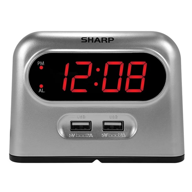Sharp Digital Alarm Clock with 2 FastCharge USB ports, SPC189 Walmart