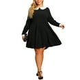thumbnail image 5 of MODA NOVA Juniors Plus Size Spring Fall Winter Peter Pan Collar Above Knee Dress 4X Black, 5 of 7