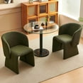 thumbnail image 5 of NORDICANA Barrel Dining Kitchen Chairs Set of 2, Uphosltered Teddy Velvet Single Sofa Accent Chairs Green, 5 of 8