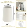 thumbnail image 3 of White Stoneware Tumbler & Toothbrush Holder - Elegant Bathroom Accessories for Stylish and Coordinated Decor- 14 Oz - Flared Shape, 3.8"W x 5"H - Elevate Your Bathroom with Style, 3 of 6