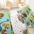 thumbnail image 4 of Metsweet Cartoon Dinosaur Twin Bedding 7-Piece, Geometric Checkered Bedding Comforter Set, Blue Brown Yellow, 4 of 6
