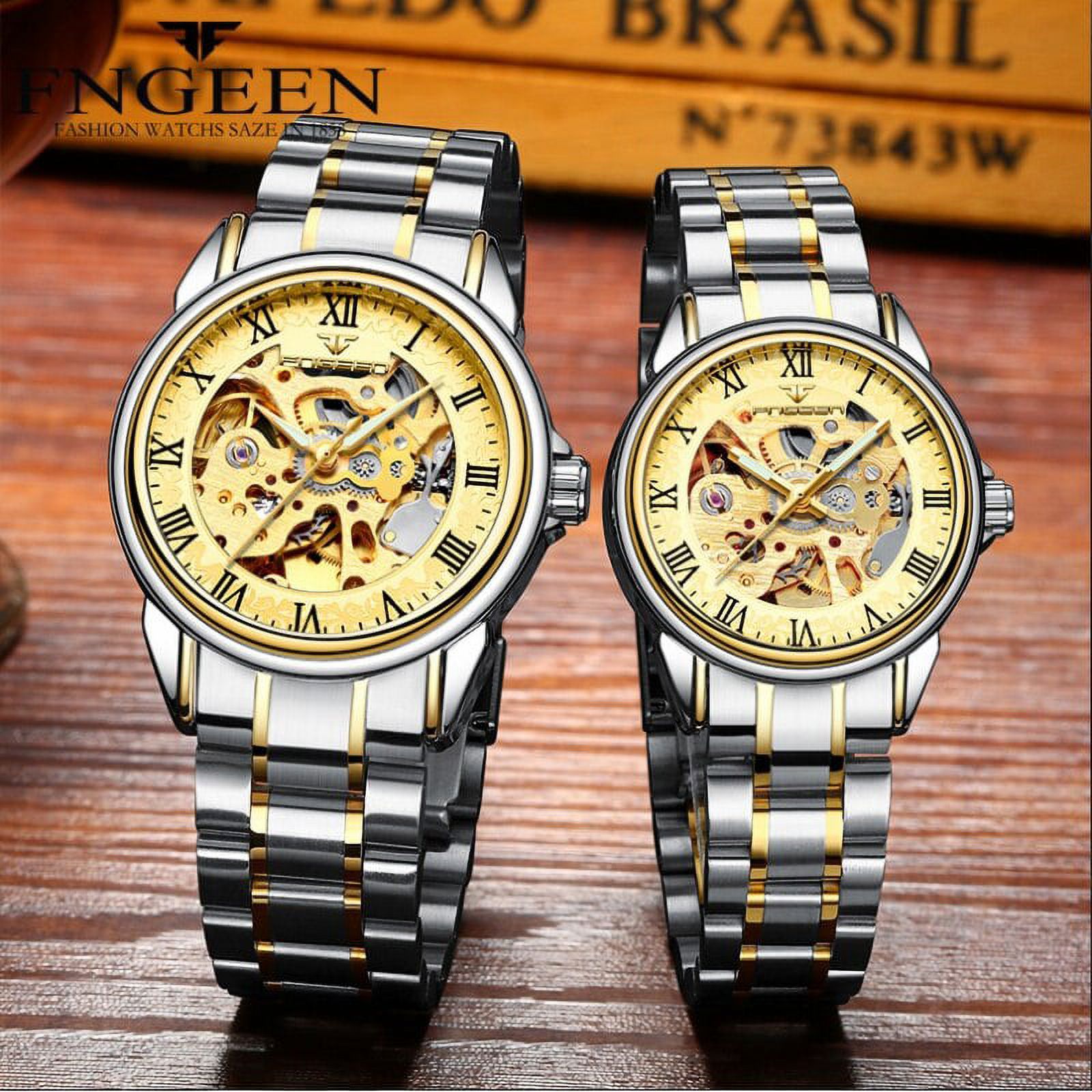 Fngeen Brand Men's Watch Waterproof Fashion Student Men's Watch Double-Sided Hollow Automatic Mechanical Watch - image 3 of 6