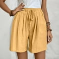 thumbnail image 2 of ClodeEU Women's High Waisted Drawstring Wide Leg Shorts,Casual Summer Loose Fit A Line Bottoms Yellow,Womens Plus XXL, 2 of 9