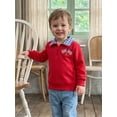 thumbnail image 6 of BemeyourBBs Toddler Baby Boy Patriotic Sweatshirt Shirts Infant Baby Boys 4th of July Outfit USA Flag in Tractor Embroidery Long Sleeve Lapel Half Zipper Pullover Sweater Shirt Tops, 6 of 9