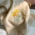 thumbnail image 6 of Luxury Embroidered 100% Wool Scarf, Winter Warm Wrap for Women, Elegant Gift,180*30cm,white, 6 of 10