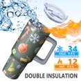 thumbnail image 3 of 40oz Xmas Tumbler with Snowflakes and Reindeer Lid Straw Stainless Steel Insulated Cup Holiday Coffee Water Bottle, 3 of 4