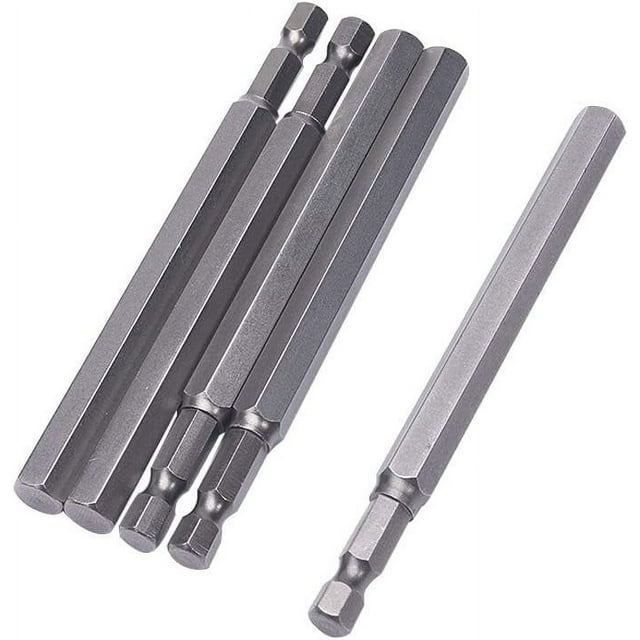 HUGFEGWE H8 Magnetic Hex Head Screwdriver Bits, 1/4 Inch Hex Shank 100mm Length S2 Power Tools 5pcs CJB91-24328