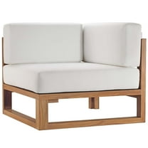 Modway Upland Outdoor Patio Teak Wood Corner Chair in Natural White