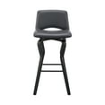 thumbnail image 3 of Armen Living Gerty 30" Faux Leather & Wood Swivel Bar Stool in Gray/Black, 3 of 10