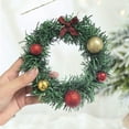 thumbnail image 6 of Artificial Christmas Mini Wreath Mixed Frosted White Pine Red Berry Xmas Balls Pinecones Accent Candle Rings Wreaths for Winter Fireplace Mantels Home Holiday Decorations 6 Inch, 6 of 6
