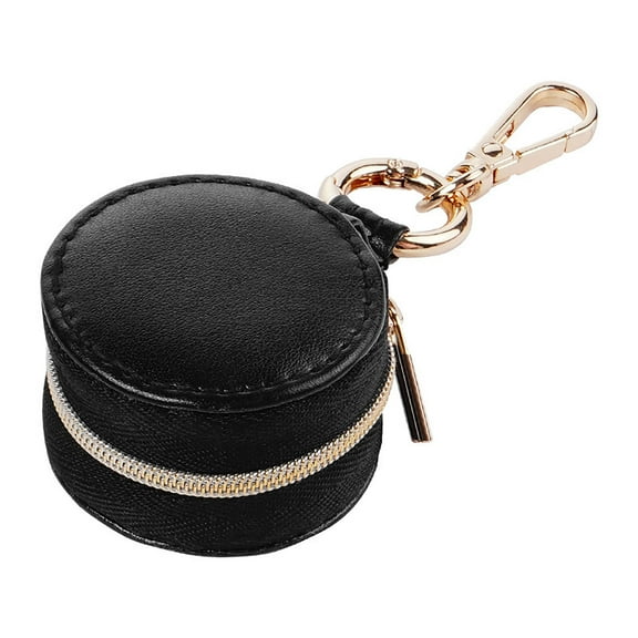 Shoreew Round Jewelry Storage Box Earrings Organizer Zipper Design Waterproof Compact Size Portable Ring Jewelry Carrying Case