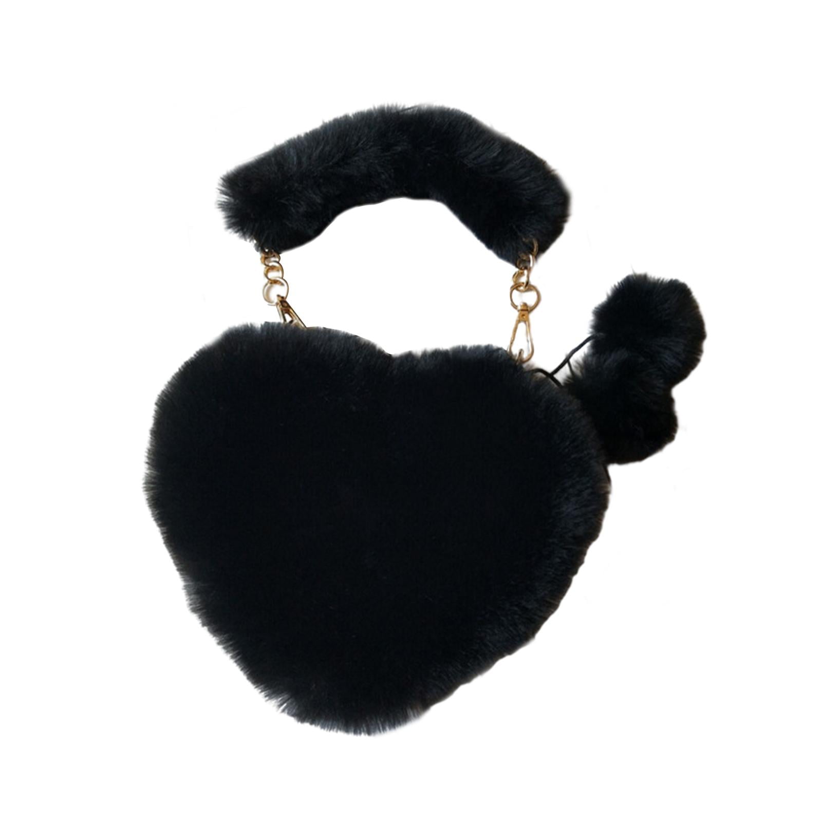 Lady Faux Fur Pompom Balls Bag Handbag Furry Fluffy Cute Kawaii Gift Fashion