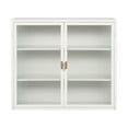thumbnail image 3 of 27.56"Modern Wall Cabinet with Glass Doors, Bathroom Cabinet with Featuring Three-tier Storage for Entryway Living Room, Bathroom or Dining Room, White, 3 of 6