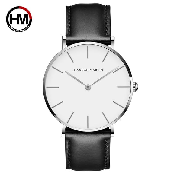 New men's watch, waterproof, simple leather strap watch, slim wristwatch, fashionable men's leather strap quartz watch