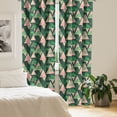 thumbnail image 2 of Ambesonne Grunge Window Curtains, Murky Leaves in Triangles, Each 28" W x 63" L, Hunter Green and Pale Pink, 2 of 4
