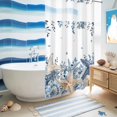 thumbnail image 5 of No Hook Shower Curtain, Blue Starfish Coastal Shower Curtains for Bathroom with See Through Top Window, Eucalyptus Summer Nautical Shell Ocean Waterproof & Washable Bath Curtain Small Stall 36"x78", 5 of 9