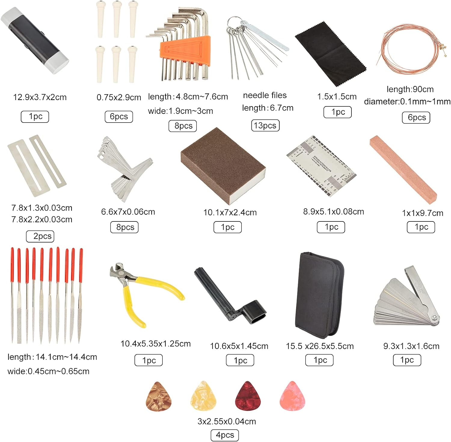 Guitar Repairing Maintenance Tool Kit Stringed Instrument Luthier Tools Electric Guitar Cleaning Care Accessories for Guitar Ukulele Bass Mandolin 1set