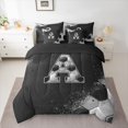 thumbnail image 2 of Castle Fairy Letter Monogrammed A Boy Girl Twin Bedding Sets 7-Piece,Geometric Honeycomb Bedding Comforter Set Microfiber,Graffiti Splash Breathable Sheet Sets,Lightweight Room Decor,Reversible, 2 of 8